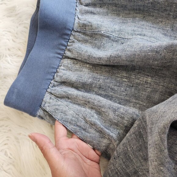 Lands End Womens 10 Linen Pants Pull on Wide Leg Pockets Coastal Resort Beach - Picture 10 of 14